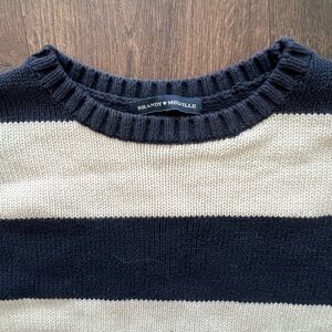 Brandy Melville Navy & Cream Striped Crewneck